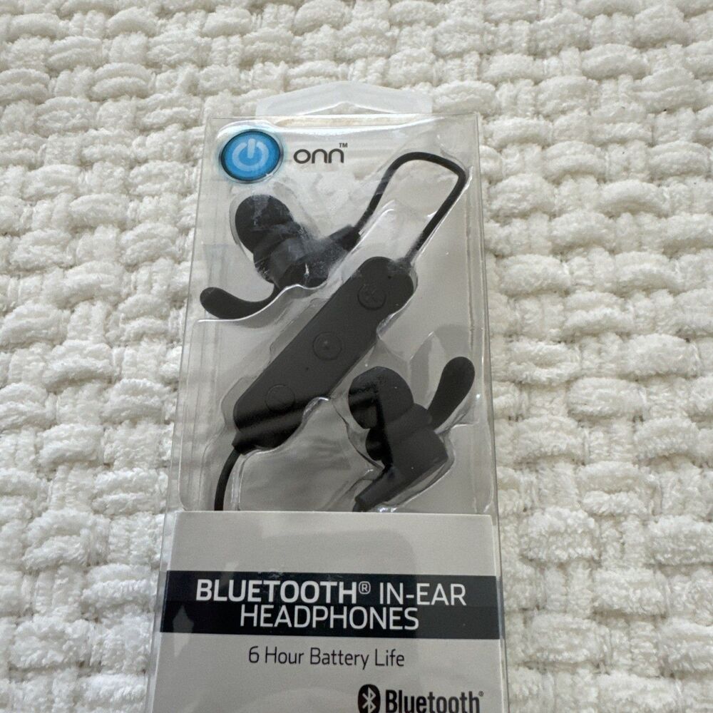 ONN Bluetooth In-Ear Headphones Blue Wireless Earbuds Built-In Mic ONB18AA007